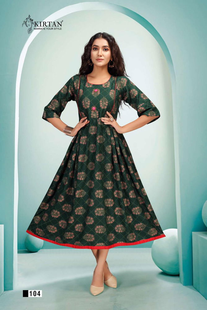 Kirtan Nitya Latest Designer Ethnic Wear Rayon Anarkali Kurti Collection